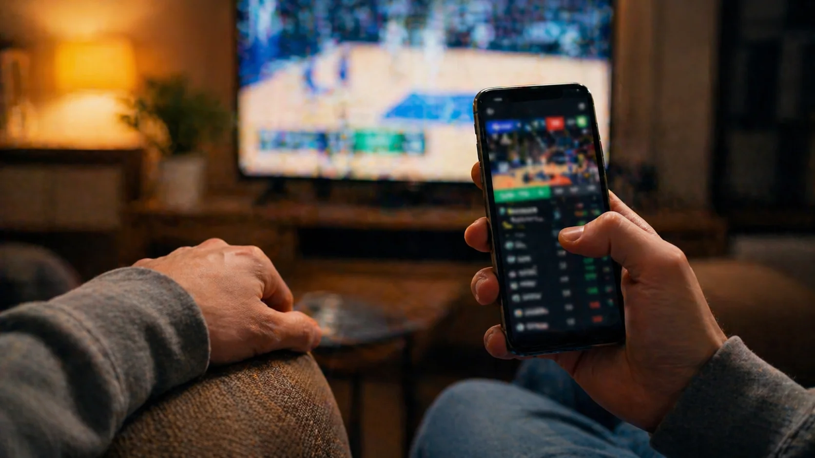 Interfaz de apuestas en vivo con marcador de partido FIBA en tiempo real